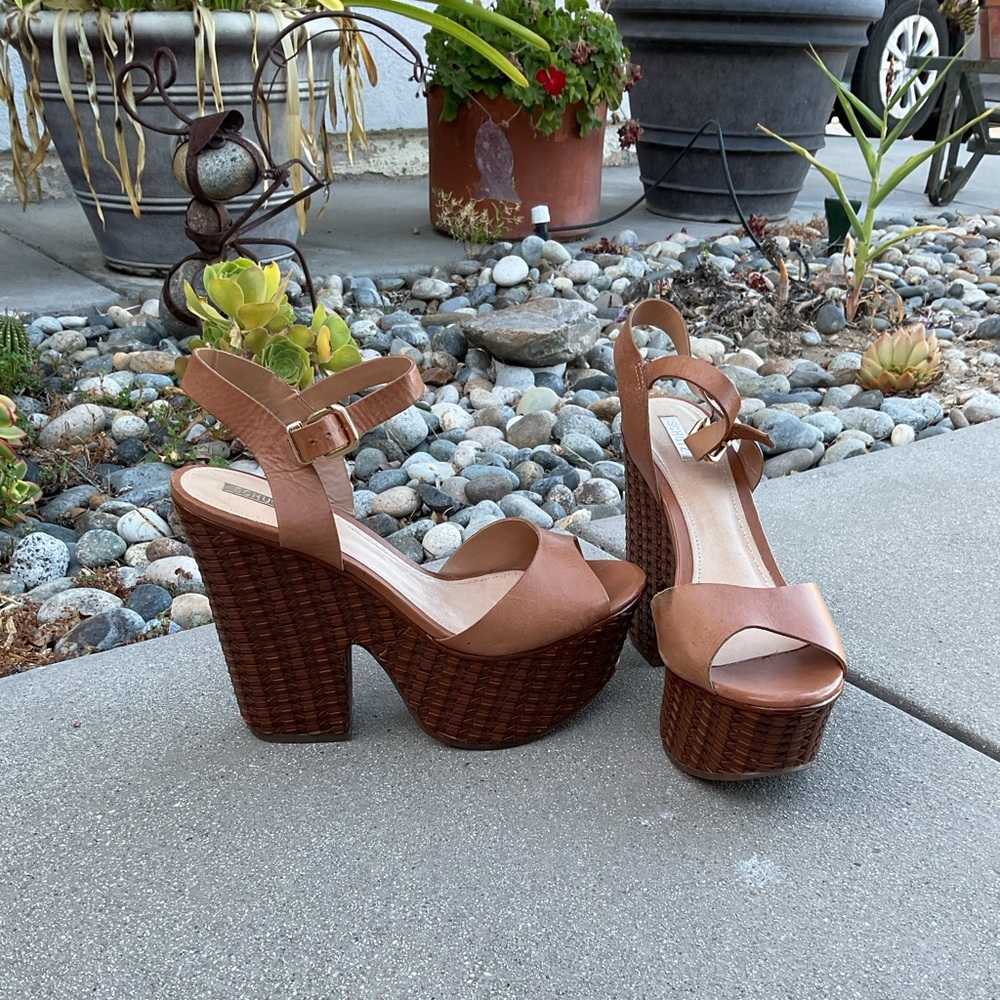 Schutz Tan Platform Sandals
